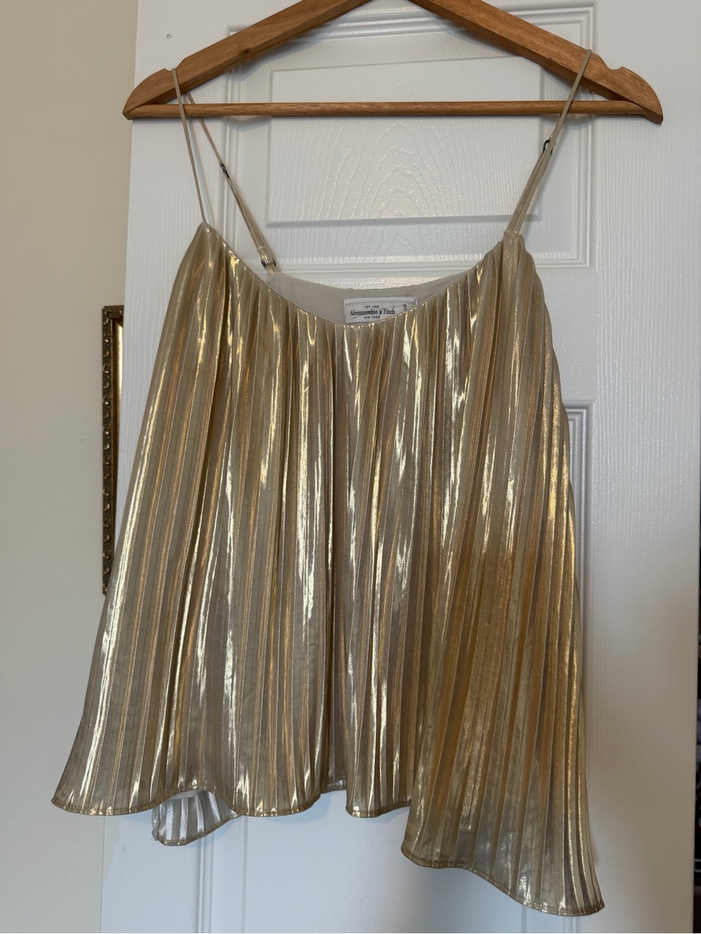 Abercrombie & Fitch Metallic Gold Pleated Skater Skirt